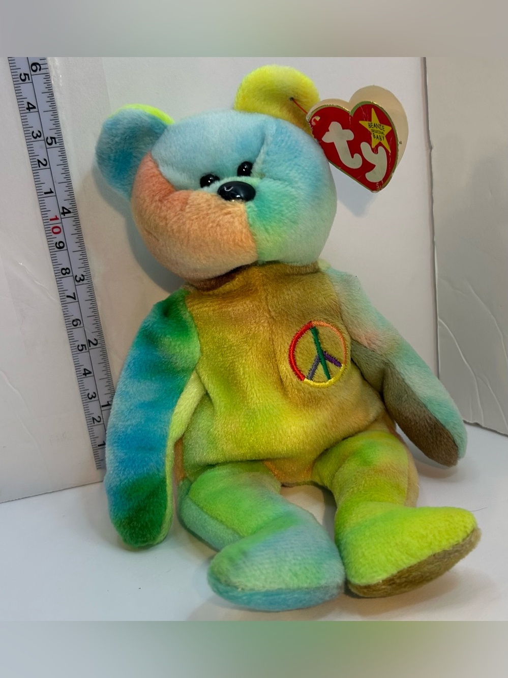 Ty Beanie Babies Peace Bear Tie-Dye Plush Beanie Baby Vintage 1996